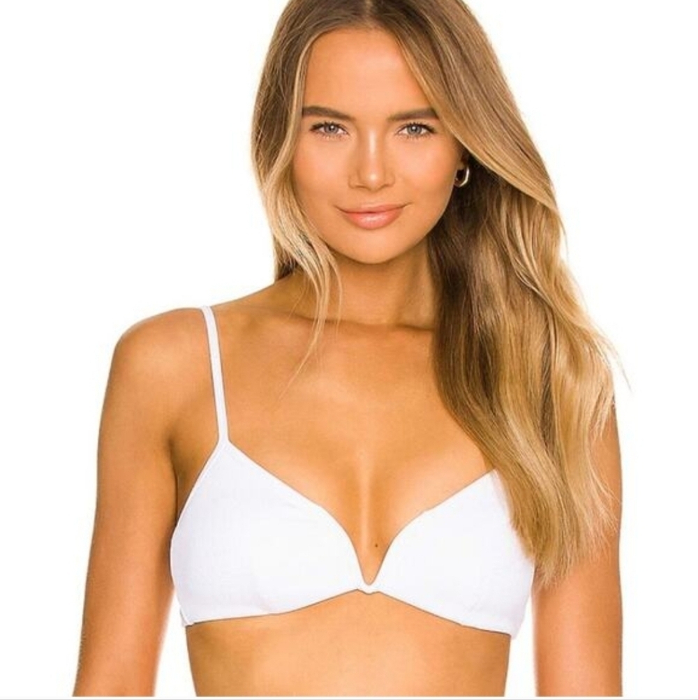 L*Space Helena Ribbed White Bikini Top